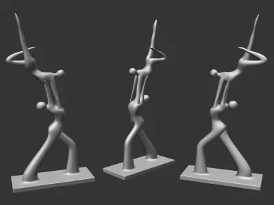 Abstract Statue Acrobatic Dancing Couple 3D model