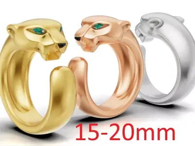 Panther Ring Medium 15mm-20mm 3D print model