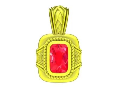 Luxury Rectangular Ruby Pendant for Men  5040 3D print model