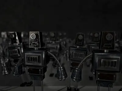 Robot group of robots Free low-poly 3D model