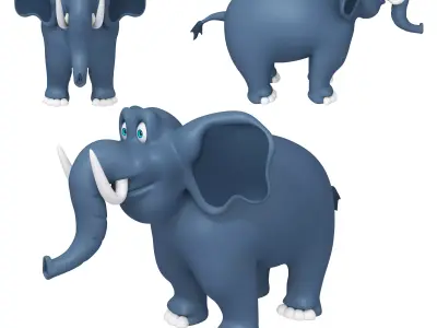 Elephant Cartoon 02 3D model