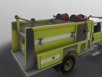 Fire Truck Yellow Low-poly 3D model