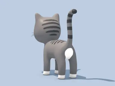 Cartoon Cat Low-poly 3D model 2