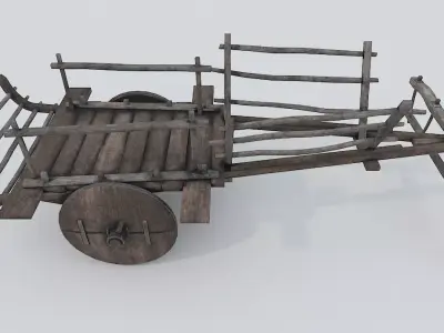 Ox Cart PBR Low Poly Improved Low-poly 3D model