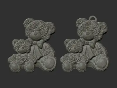 rose teddy cute pentant  3D print model