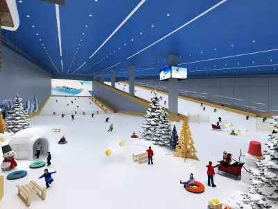 Indoor ski slope  Low-poly 3D model