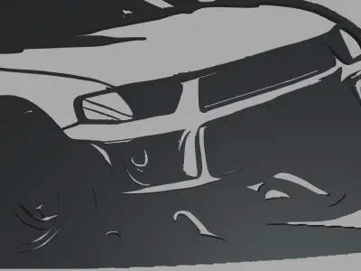 Drifting Car 02 Wall Silhouette 3D print model