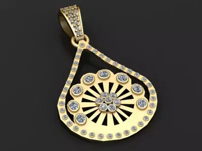 Teardrop gold pendant   3D printable model  3D print model