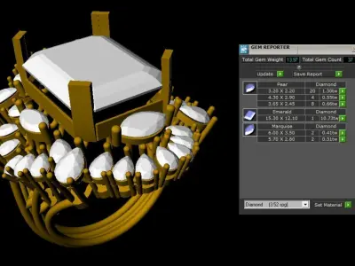 RING with deep blue color stone embraced by diamonds 3D print model