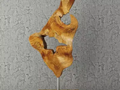 Teak Wood Table Top Decoration 3D model