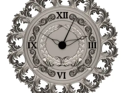 Classic Wall Clock 012 Chrome Low-poly 3D model