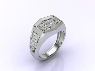 Print Ready STL 3DM  Gents Rings Diamond Men Ring  3D print model 102
