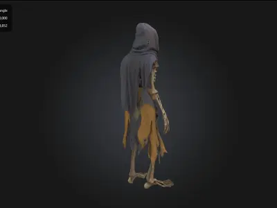 Undead Skeleton Warrior with Glowing Eyes 3D model