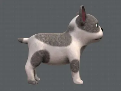 Dog base cartoonV03 Low-poly 3D model