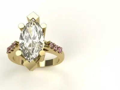 Marquise Engagement Ring Diamond Ladies Bridal Jewelry 3D print model