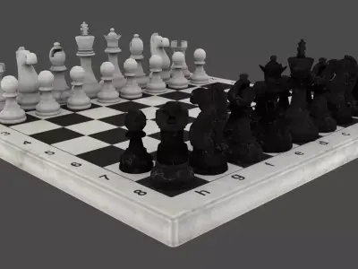 Chess board with pieces Free low-poly 3D model