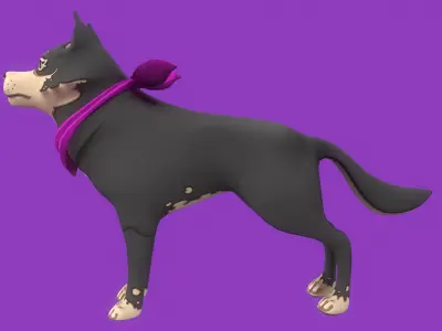 Stylized Grey Seberian Husky for Games and Animation Low-poly 3D model