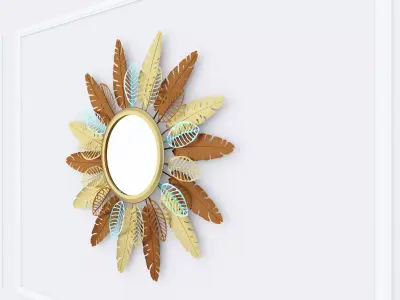 Decorative Metal Mirror plants with gold stainless m14 3D model