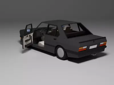 Low Poly 1980s Sport Sedan 3D Model Car01 Low-poly 3D model