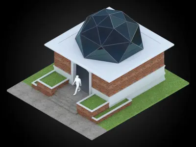 Dome 6x incl base structure with entry opening 3D model