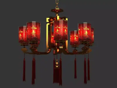 Chinese palace lantern  Low-poly 3D model