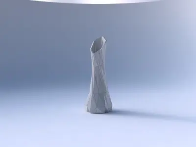 Vase squeezed and bent hexagon with twisted random triangle p... 3D print model