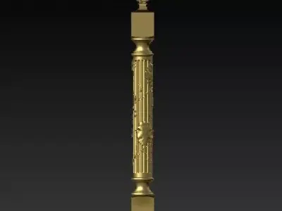 Classic balustrade iron stairs art inlaid wood 3d model  3D model