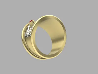 Byzantine ring with gemstones Free 3D print model