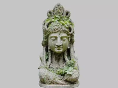 Weathered Woman Statue - Ancient Stone Sculpture Low-poly 3D model