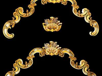 Collection of classical ornaments Low-poly 3D model