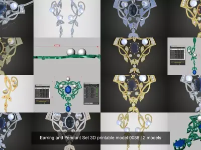 Earring and Pendant Set 3D printable model 0088 3D Model Pack