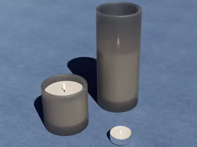 Candle set three candles 3D model