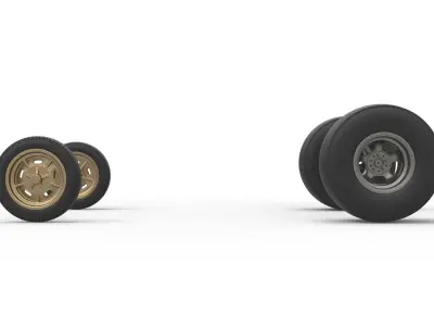 Wheel set of Vintage Front engine dragster V2 Scale 1 to 25 3D print model