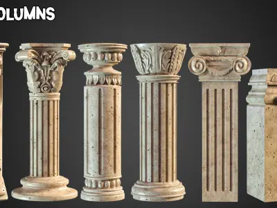30 Columns  33 Ornaments Alpha Brush and Video Tutorials  Vol 5 Low-poly 3D model