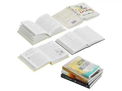 Open Books Set BLENDER 3D Model Cycles 3D model