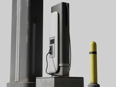 Electric Charging Station Car Low Poly  Low-poly 3D model