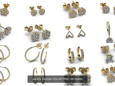 Jewelry Earrings COLLECTION 3D Model Pack