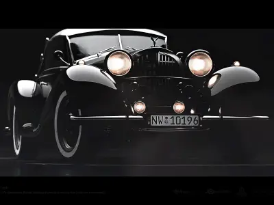 Vintage Cabriolet Vehicle Low-poly 3D model