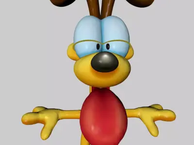 Odie model cartoon dog Low-poly 3D model