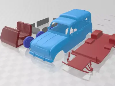 Renault 4 F4 1974 - Separate Parts STL Model 3D print model