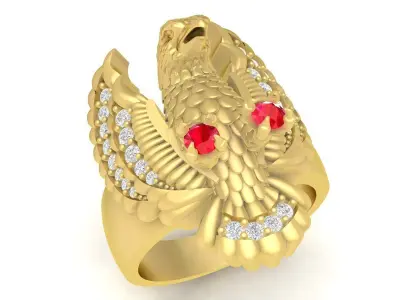 Luxury Eagle Ruby Diamond Mens Ring  3598 3D print model