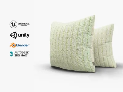 Knitted Sand Cushion with Chain Pattern Low-poly 3D model