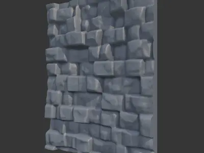 Grit Covered Stone Wall Module 3D model