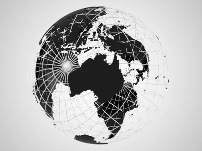 Globe News Skeleton Black 3D model