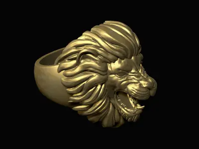 Furious Lion Head Ring 3D print model