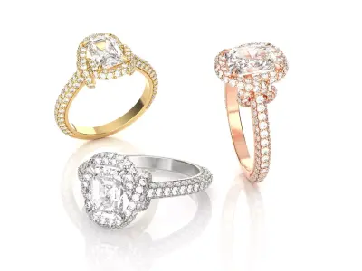 Emerald Cut Fancy Engagement Ring 3D print model