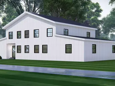 American Exterior House Design  Classic Modern Country Home  3D model