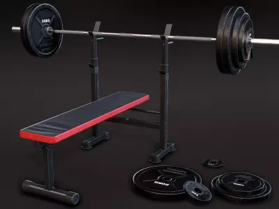 Weight Bench Set Low-poly 3D model