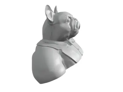 Gentleman French Bulldog half body with cigar 3D print model