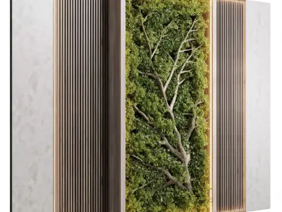 Vertical Wall Garden With Wooden frame 48 Low-poly 3D model